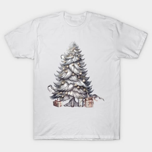 Silver Christmas Tree T-Shirt by Chromatic Fusion Studio